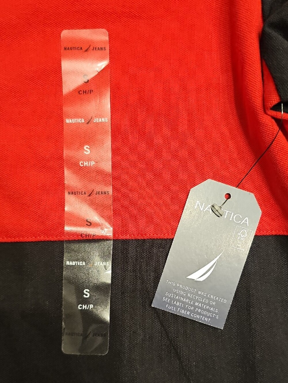 Kid's Long-Sleeve Polo Shirt with Red Chest Stripe and Plaid Collar - Picture 2 of 7